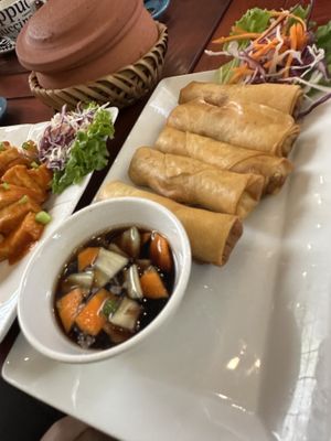 Vegan spring rolls  at Coffee Station in Phong Nha