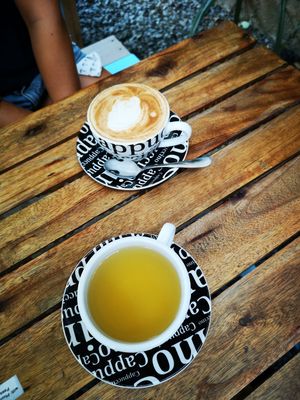 Green tea and soy milk cappuccino at Coffee Station in Phong Nha
