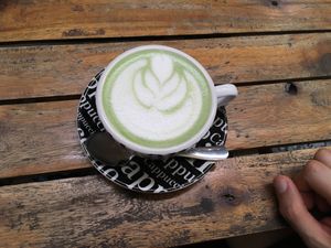 Matcha latte at Coffee Station in Phong Nha