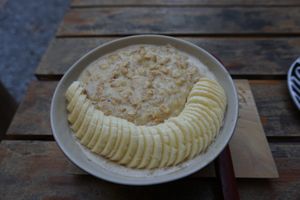 Best banana peanut butter porridge at Coffee Station in Phong Nha