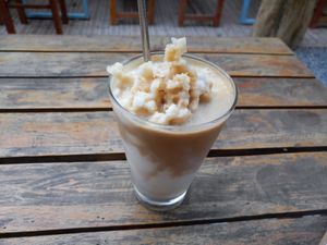 Iced coconut Coffee with soy milk at Coffee Station in Phong Nha