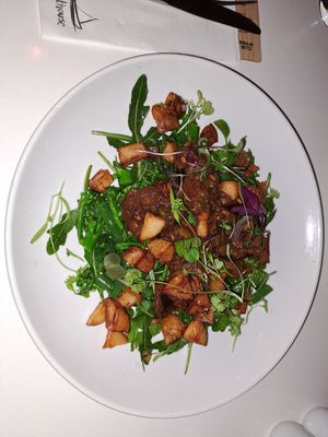 Eggplant on a bed of greens (can't remember its proper name) at Little Beach Boathouse in Nelson Bay