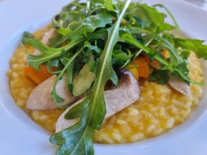 Pumpkin risotto at Little Beach Boathouse in Nelson Bay