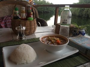 Vegetable ratatouille with rice  at Kampot Cabana in Kampot