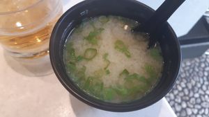 Miso soup at YO! Sushi in Liverpool