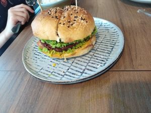 Mushroom Burger. at Five Fingers Organic Grocer & Green Cafe in Petaling Jaya