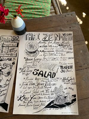 Food menu at Thai Zen Farm in Pai