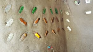 Recycled stain glass windows at Thai Zen Farm in Pai