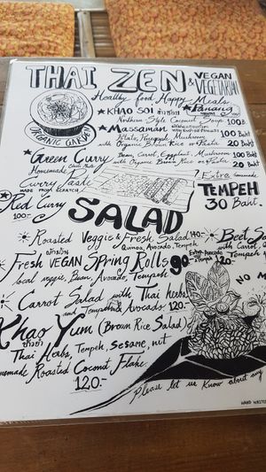 The menu at Thai Zen Farm in Pai