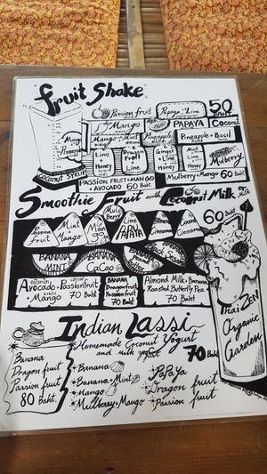 The menu at Thai Zen Farm in Pai