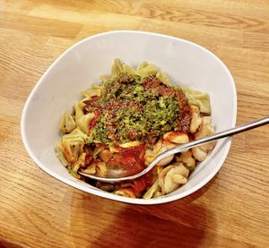Vegan Manti with spinach and mushroom topping   at Lezizel Manti - Türkische Teigtaschen in Koblenz