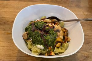 Small Manti with spinach and mushrooms.   at Lezizel Manti - Türkische Teigtaschen in Koblenz