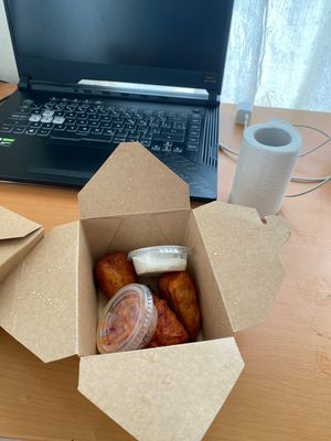 3 pieces of soy fries, being sold for 11$.   at Copper Branch in Thornhill
