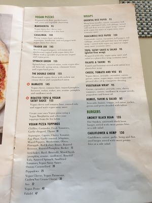 Menu  at Balducci in Cape Town