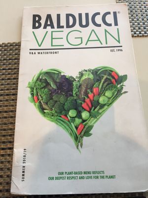 Menu  at Balducci in Cape Town