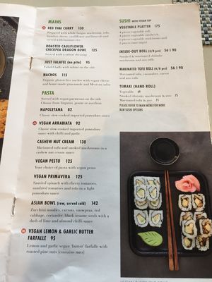 Menu  at Balducci in Cape Town