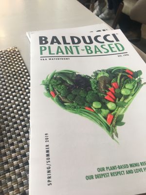 Vegan menu at Balducci in Cape Town