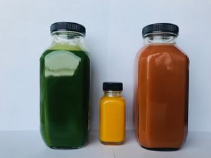 Organic Cold Pressed Juices served in glass bottles at Glacier Juice and Wellness in Kalispell