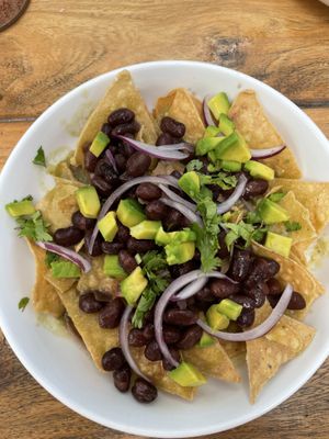 Vegan chilaquiles   at Naia in El Cuyo