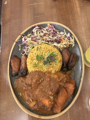 Coconut Meal Jolof with Millet Tempeh   at Akadi in Portland