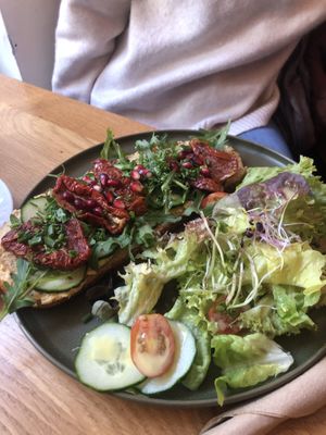 Open face hummus sandwich   at Gustav in Stuttgart