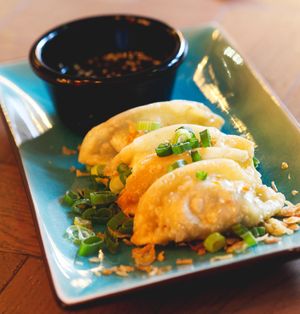 Veg gyoza dumplings at Bar Soba in Edinburgh