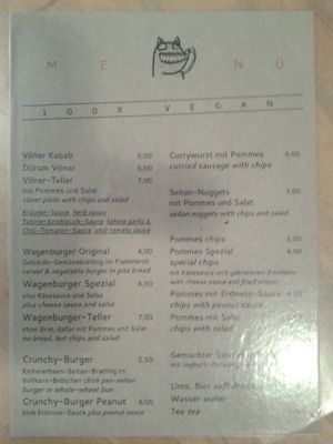 Menu at Vöner der Vegetarische Döner in Berlin