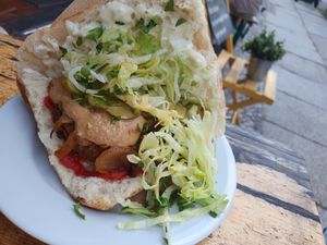 Wagenburger with extra peanut sauce at Vöner der Vegetarische Döner in Berlin