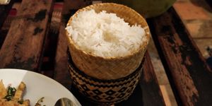 Sticky rice at Ban Vilaylack in Vientiane