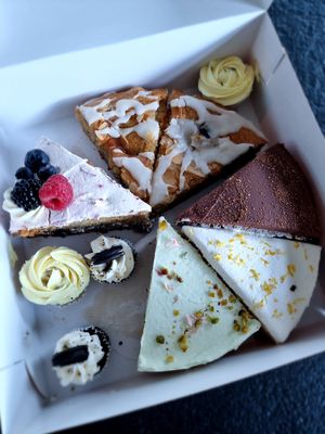 Selection of cakes pastry at Magpies  in Bruges