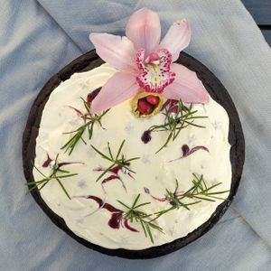 From the Christmas menu: chocolate-cranberry cake at Magpies  in Bruges