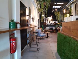 Seating in the back at Green Gorilla in Lausanne