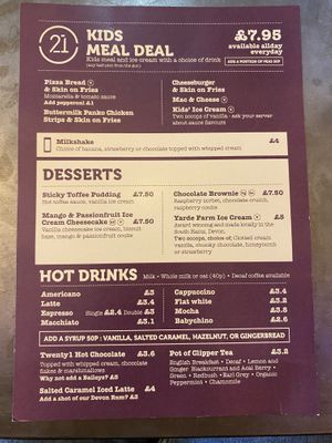Dessert menu   at Twenty1 Lounge in Torquay