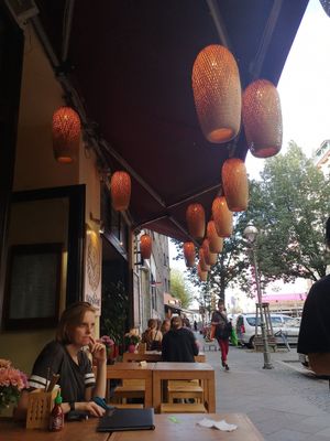 Outside at Sunshine Vegan Restaurant in Berlin
