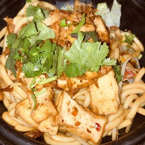 Udon noodles with tofu   at Sunshine Vegan Restaurant in Berlin