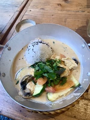 peanut sauce and coconut curry   at Sunshine Vegan Restaurant in Berlin