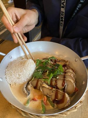 Coconut peanut souse satan strips  at Sunshine Vegan Restaurant in Berlin