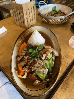 Hot souse with satan strips  at Sunshine Vegan Restaurant in Berlin