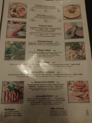 Menu at Sunshine Vegan Restaurant in Berlin