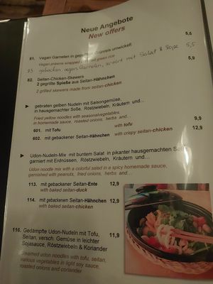 Menu at Sunshine Vegan Restaurant in Berlin