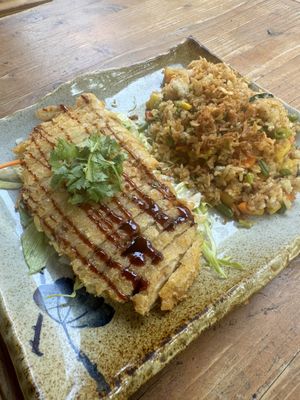 Seitan Chicken and Rice Dish  at Sunshine Vegan Restaurant in Berlin