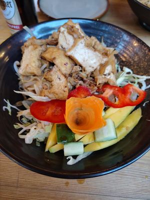 Reisbandnudel mix mit Tofu und Seitan at Sunshine Vegan Restaurant in Berlin