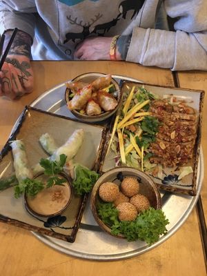 Different starters  at Sunshine Vegan Restaurant in Berlin