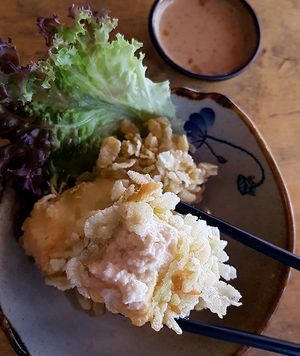 Tofu in young green rice (snacks / small dishes) at Sunshine Vegan Restaurant in Berlin