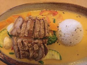 Coconut curry with faux duck  at Sunshine Vegan Restaurant in Berlin
