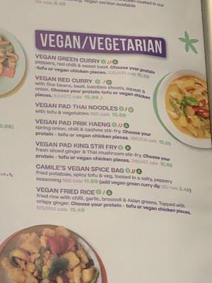 Vegan/vegetarian menu  at Camile in Dublin