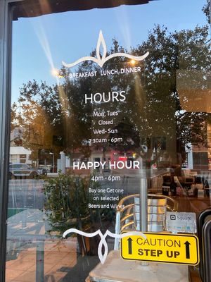 Actual Hours  at The Back Door Bakery & Cafe in Sunland-tujunga
