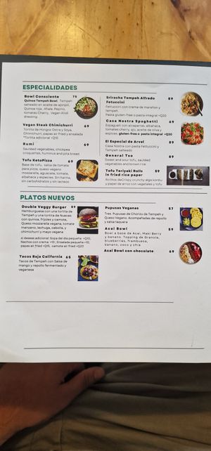 Menu at Lavka in Guatemala City