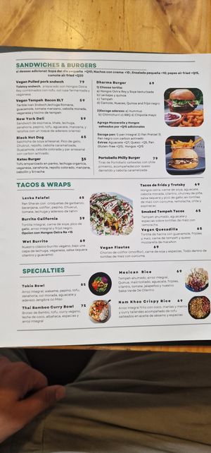 Menu1 at Lavka in Guatemala City