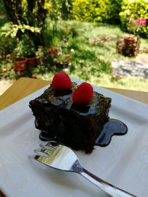 Vegan Beet and Chocolate Brownie at Lavka in Guatemala City